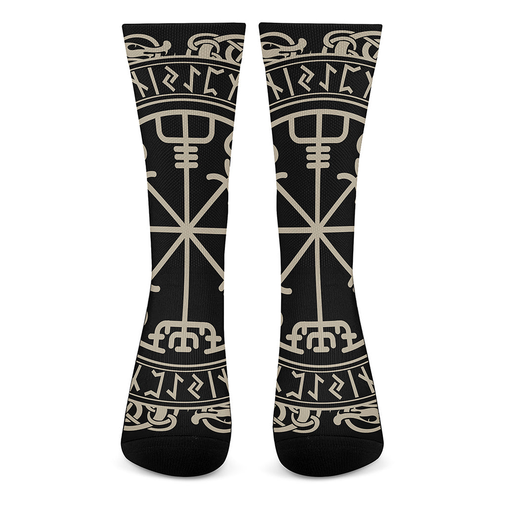 Viking Vegvisir Print Crew Socks