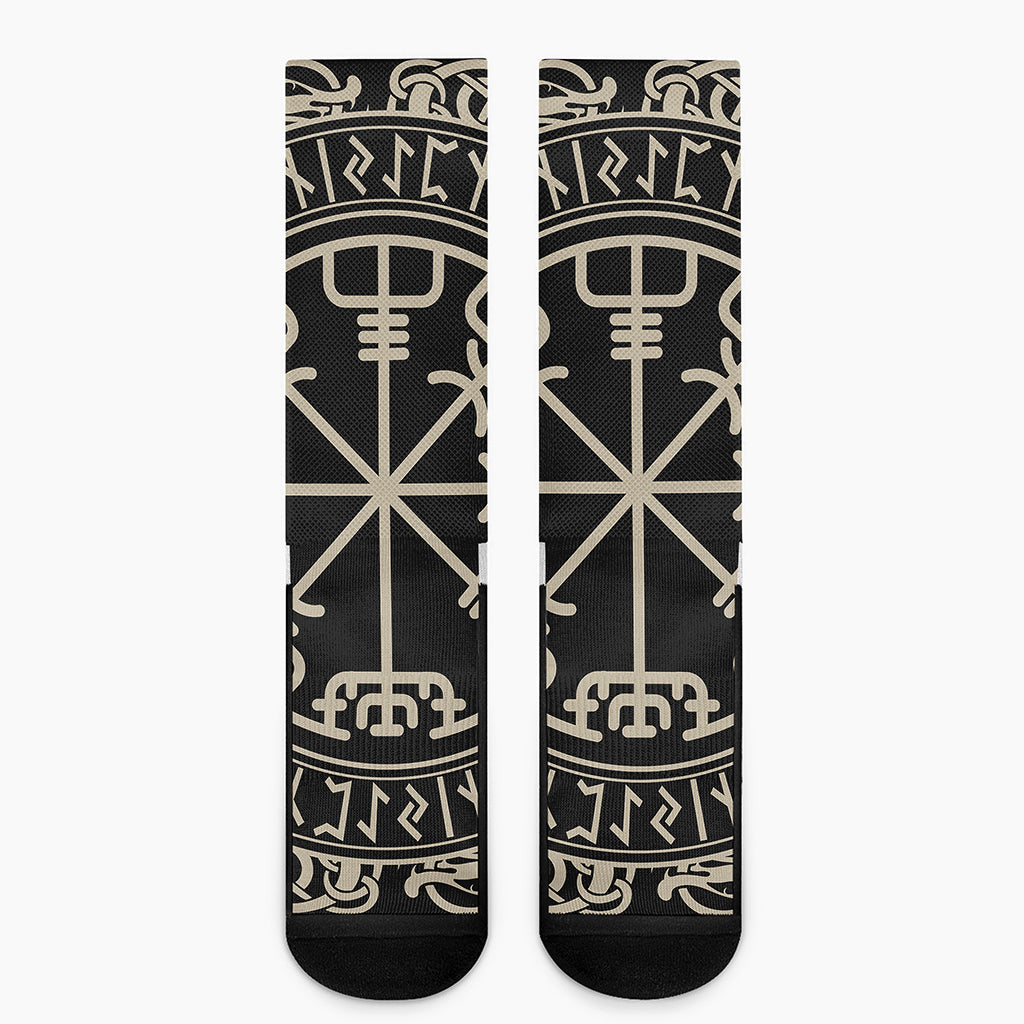 Viking Vegvisir Print Crew Socks