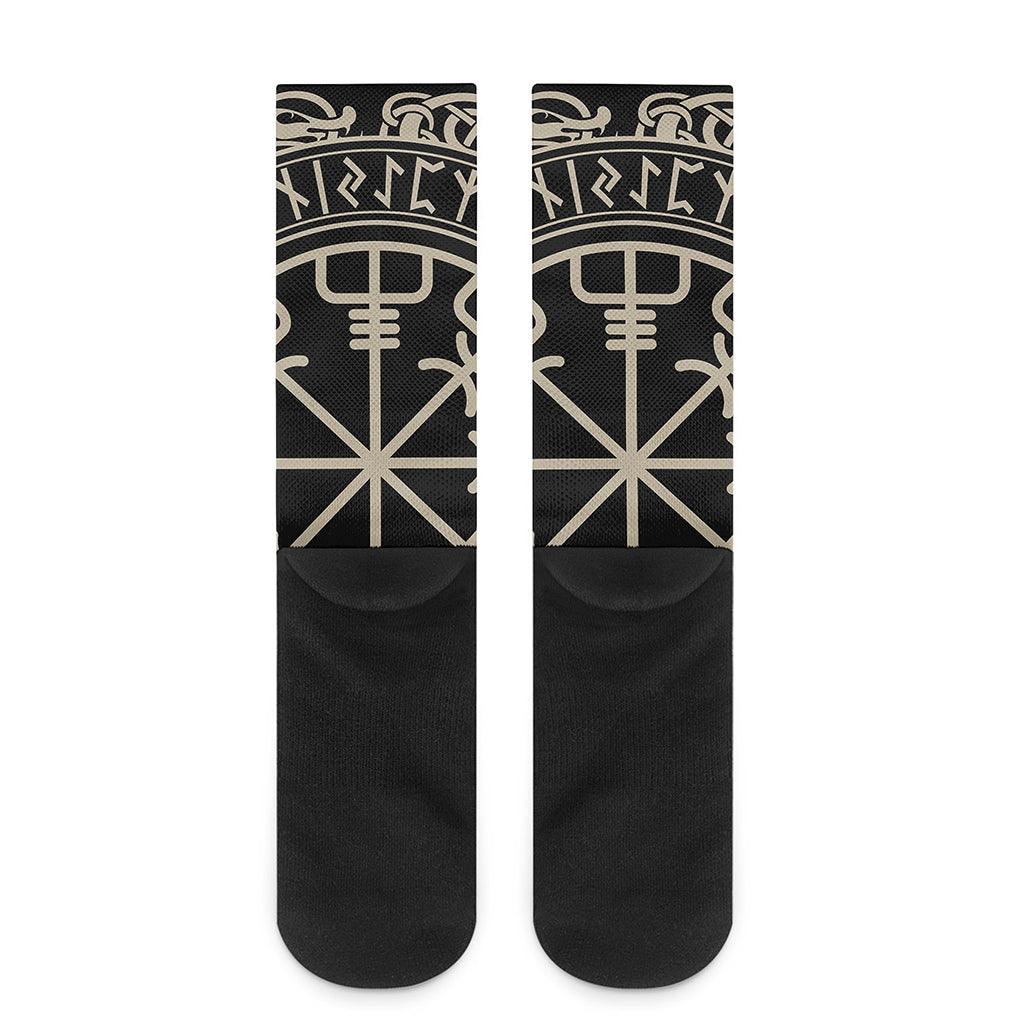 Viking Vegvisir Print Crew Socks