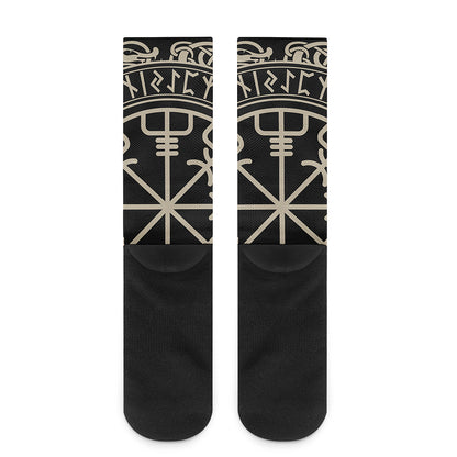 Viking Vegvisir Print Crew Socks