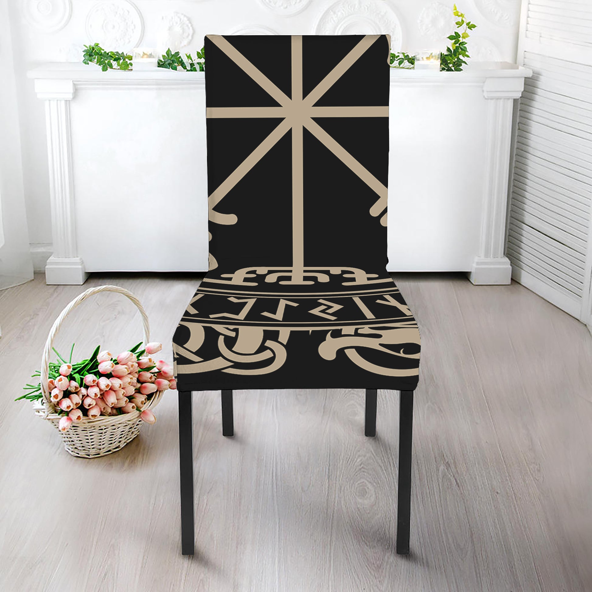 Viking Vegvisir Print Dining Chair Slipcover