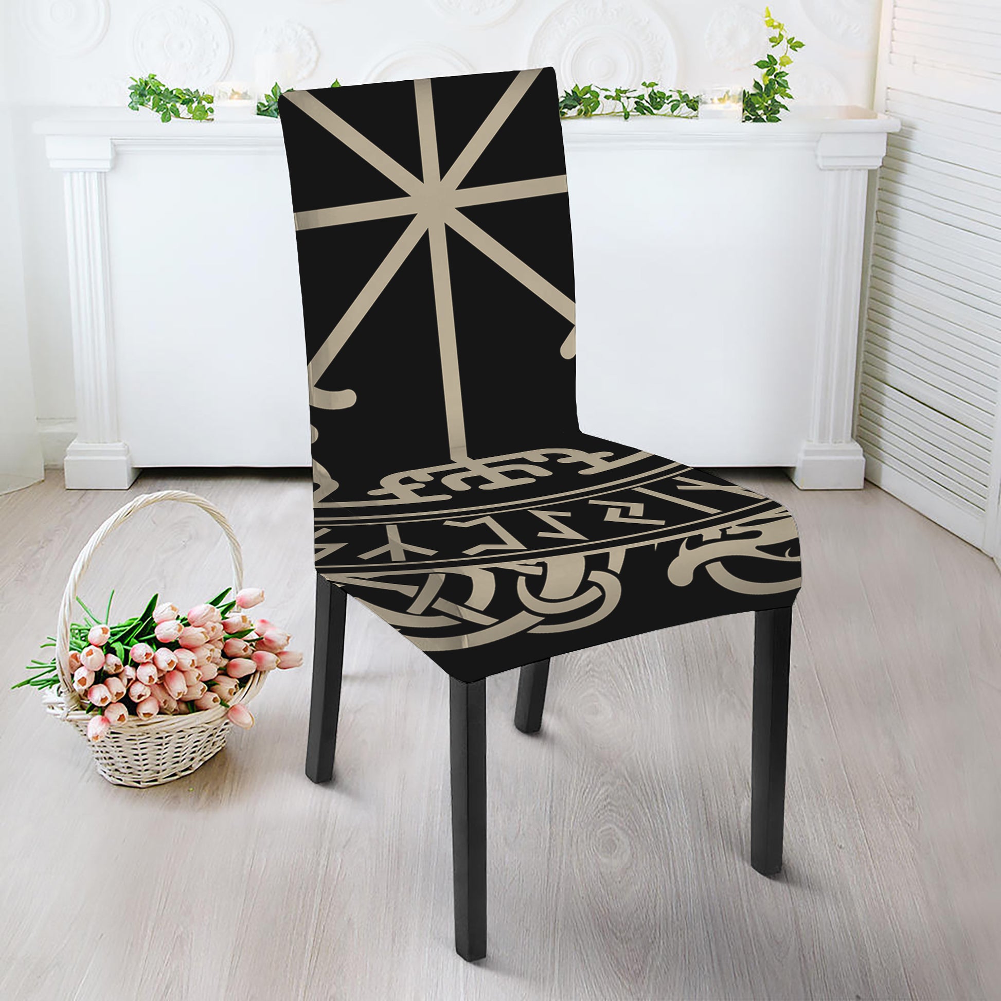 Viking Vegvisir Print Dining Chair Slipcover