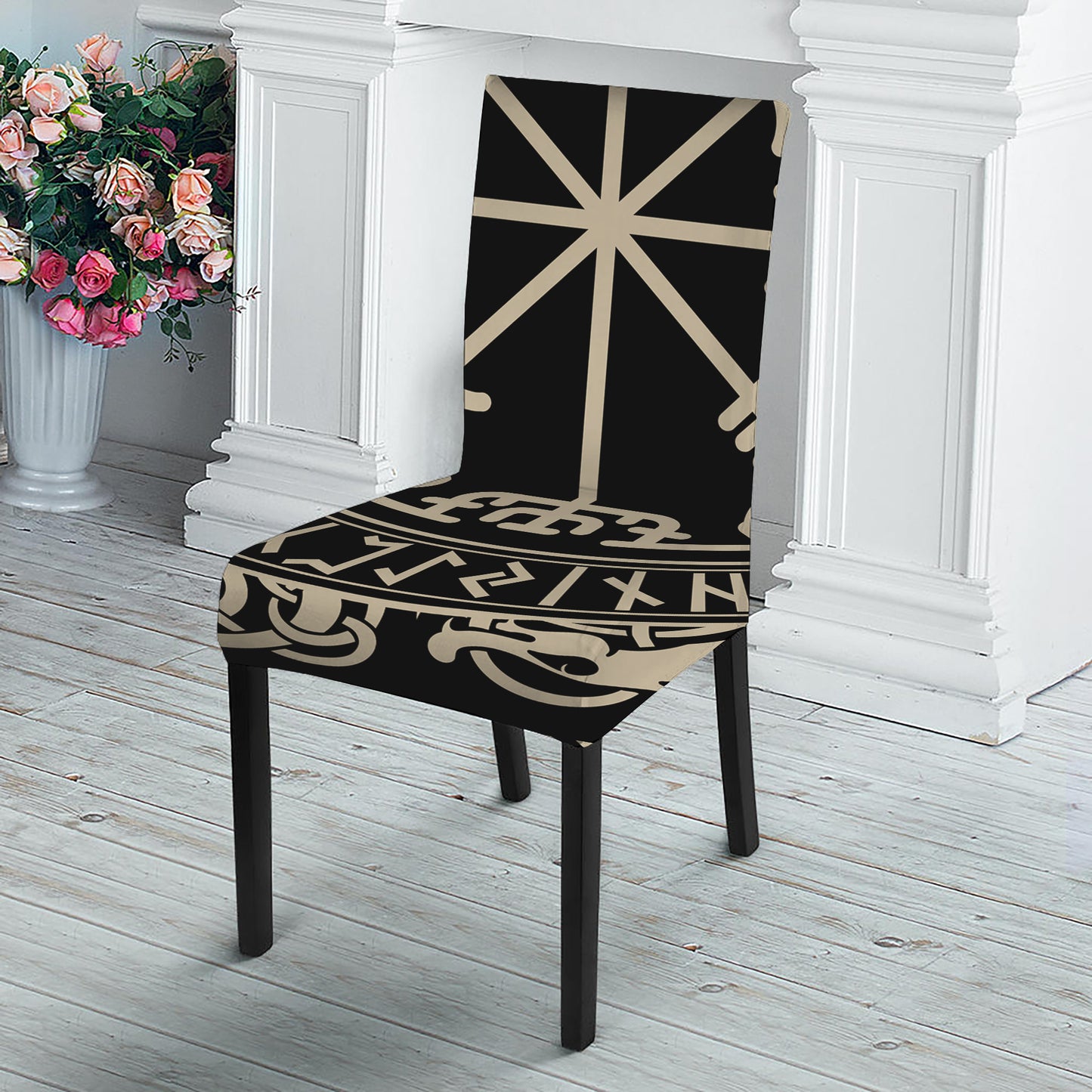 Viking Vegvisir Print Dining Chair Slipcover
