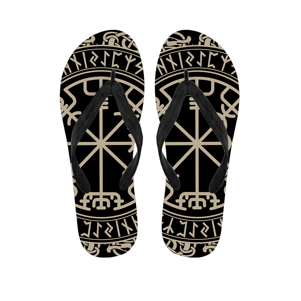 Viking Vegvisir Print Flip Flops