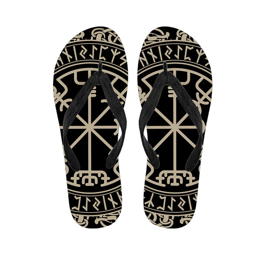 Viking Vegvisir Print Flip Flops