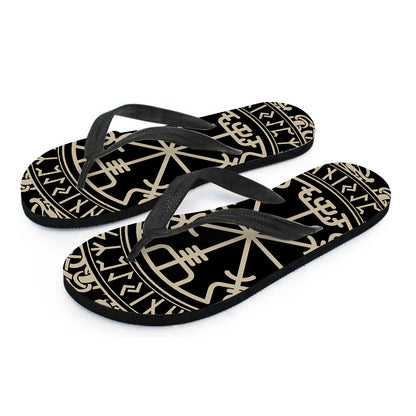 Viking Vegvisir Print Flip Flops
