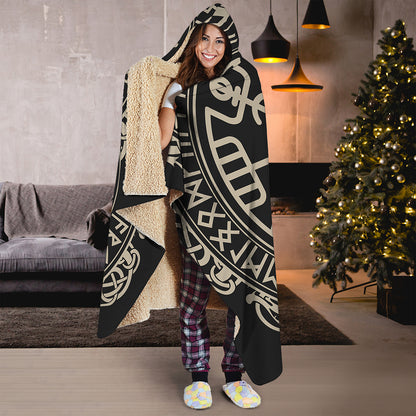 Viking Vegvisir Print Hooded Blanket