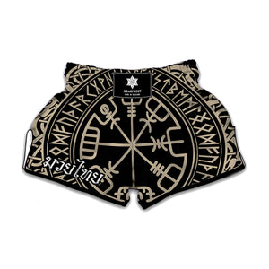 Viking Vegvisir Print Muay Thai Boxing Shorts