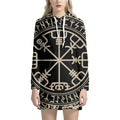 Viking Vegvisir Print Pullover Hoodie Dress
