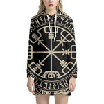 Viking Vegvisir Print Pullover Hoodie Dress