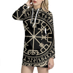 Viking Vegvisir Print Pullover Hoodie Dress
