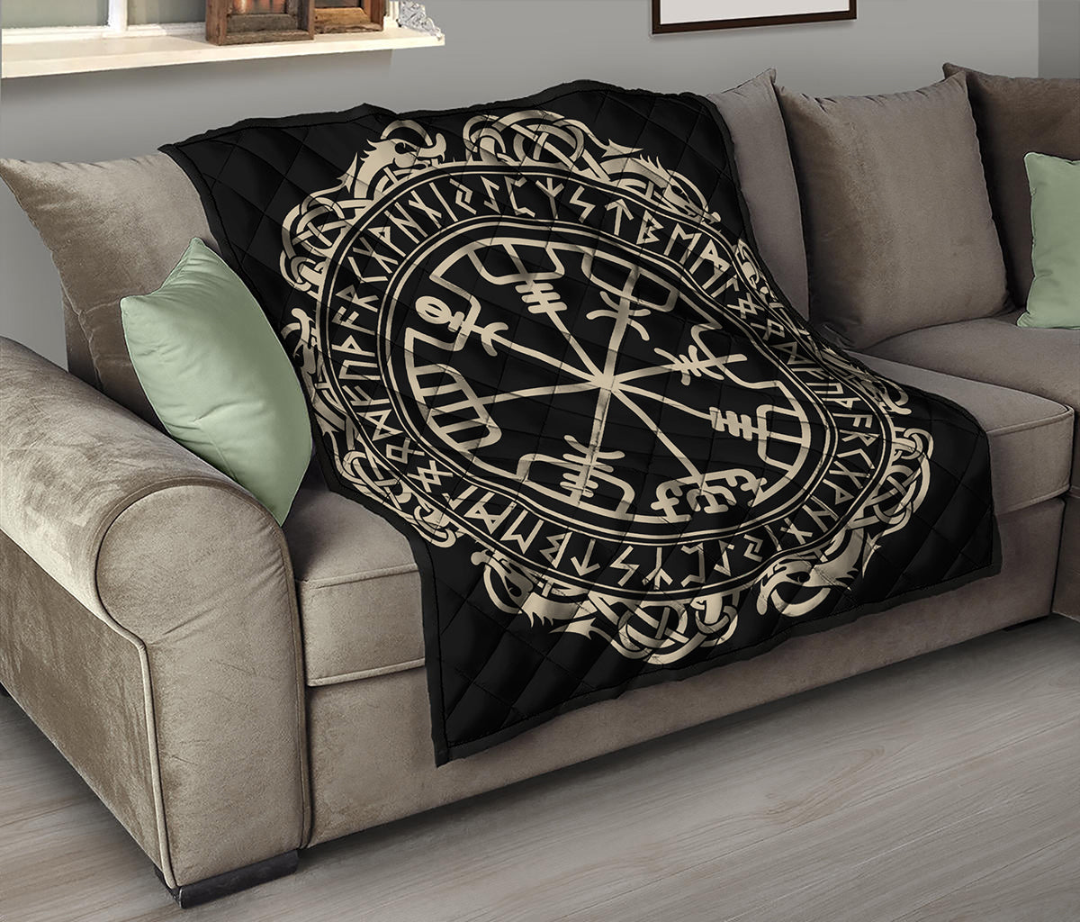 Viking Vegvisir Print Quilt