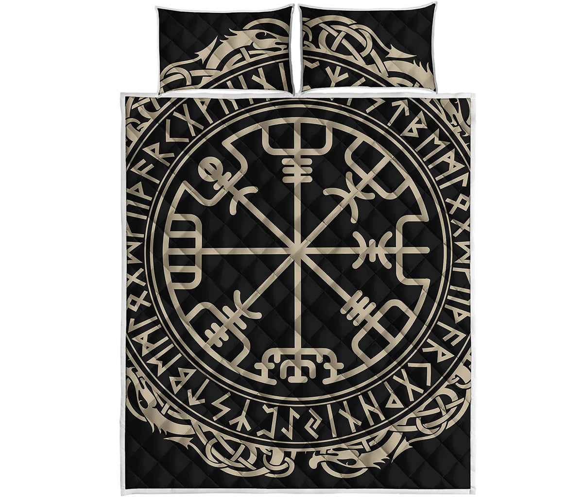 Viking Vegvisir Print Quilt Bed Set