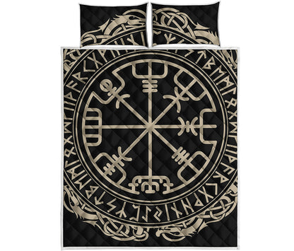 Viking Vegvisir Print Quilt Bed Set