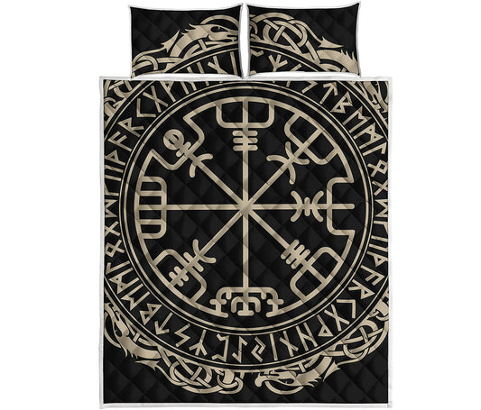 Viking Vegvisir Print Quilt Bed Set