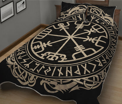 Viking Vegvisir Print Quilt Bed Set