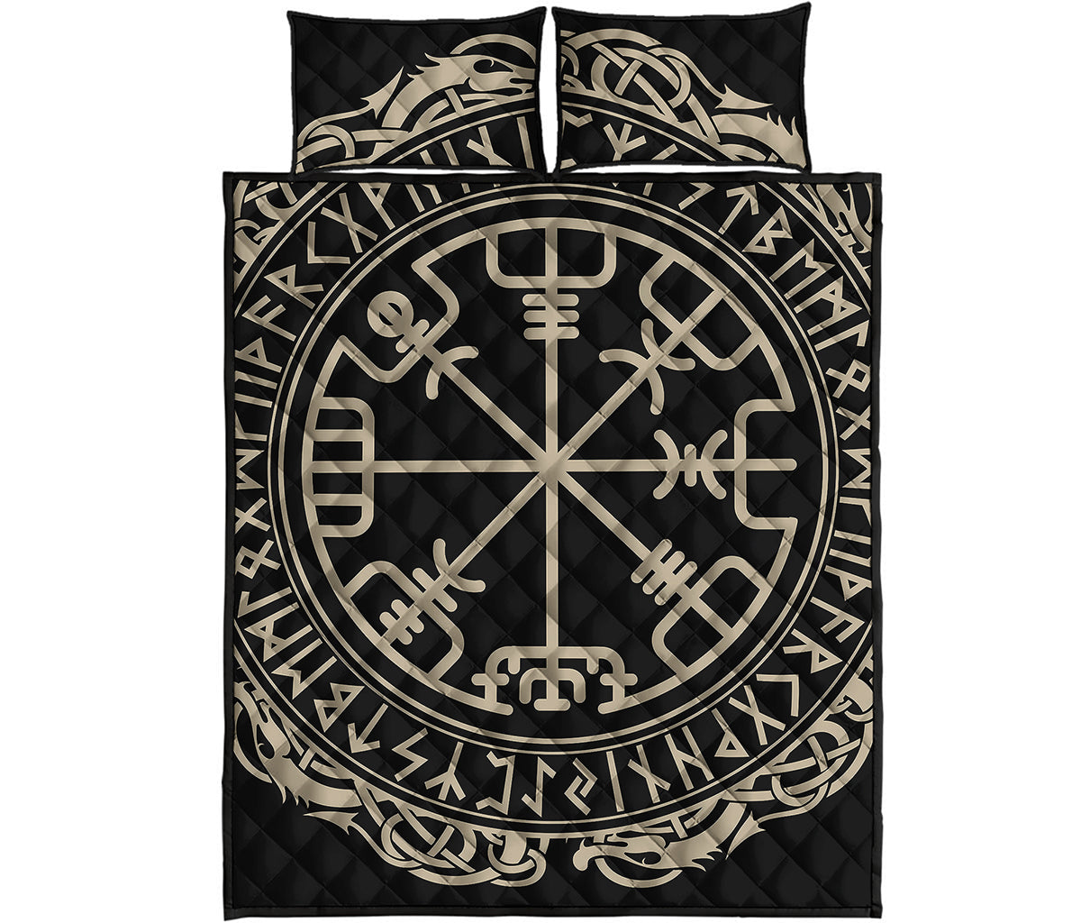 Viking Vegvisir Print Quilt Bed Set