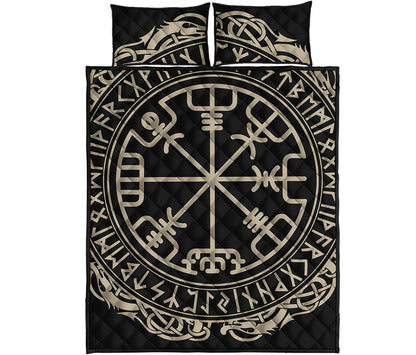 Viking Vegvisir Print Quilt Bed Set