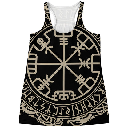 Viking Vegvisir Print Women's Racerback Tank Top