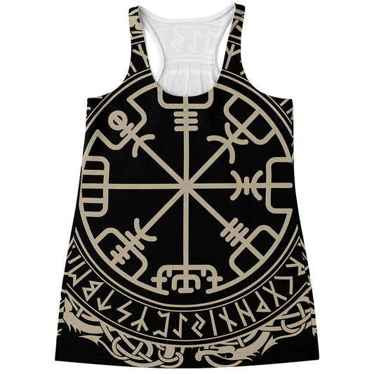 Viking Vegvisir Print Women's Racerback Tank Top