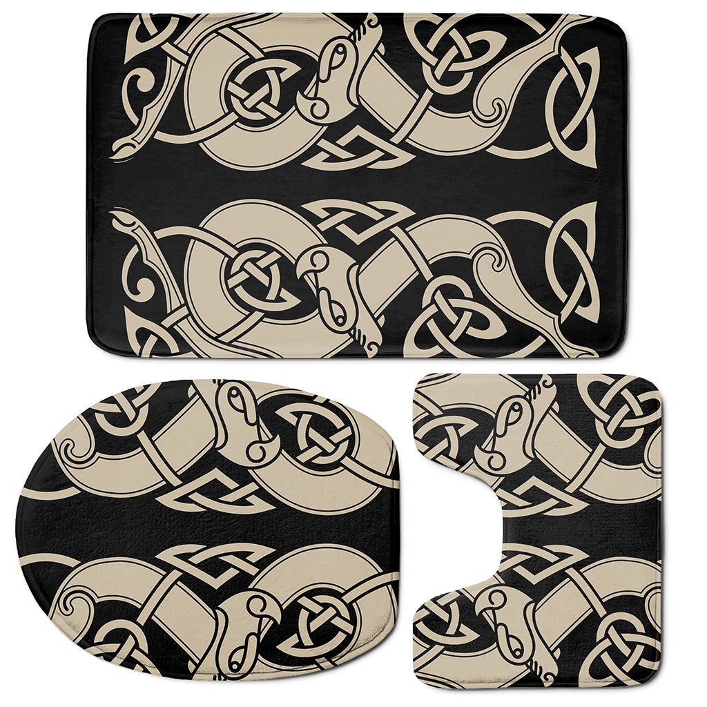 Viking Wolves Symbol Print 3 Piece Bath Mat Set