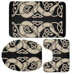 Viking Wolves Symbol Print 3 Piece Bath Mat Set