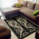 Viking Wolves Symbol Print Area Rug