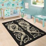 Viking Wolves Symbol Print Area Rug