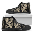 Viking Wolves Symbol Print Black High Top Sneakers