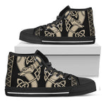 Viking Wolves Symbol Print Black High Top Shoes