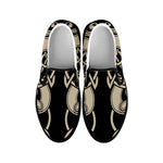 Viking Wolves Symbol Print Black Slip On Shoes