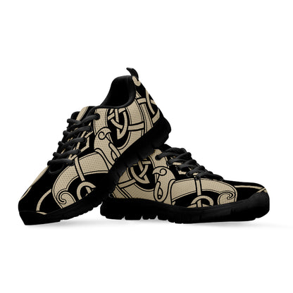 Viking Wolves Symbol Print Black Sneakers