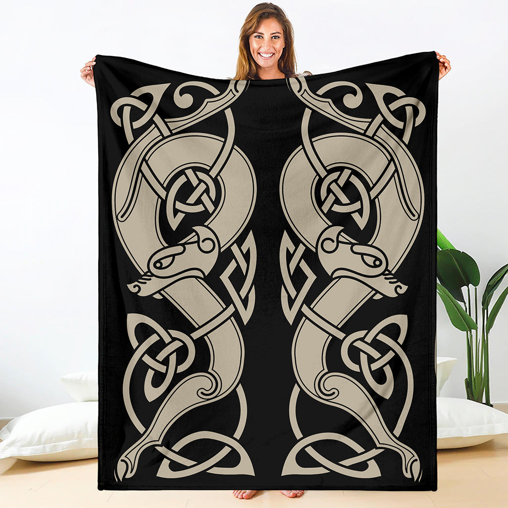 Viking Wolves Symbol Print Blanket