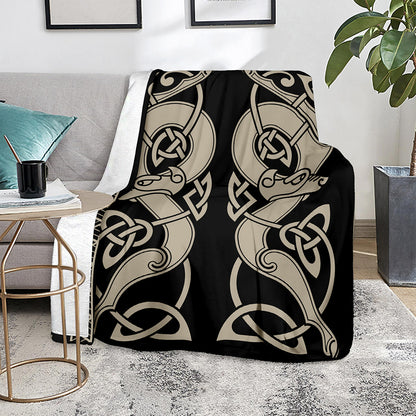 Viking Wolves Symbol Print Blanket