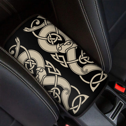 Viking Wolves Symbol Print Car Center Console Cover
