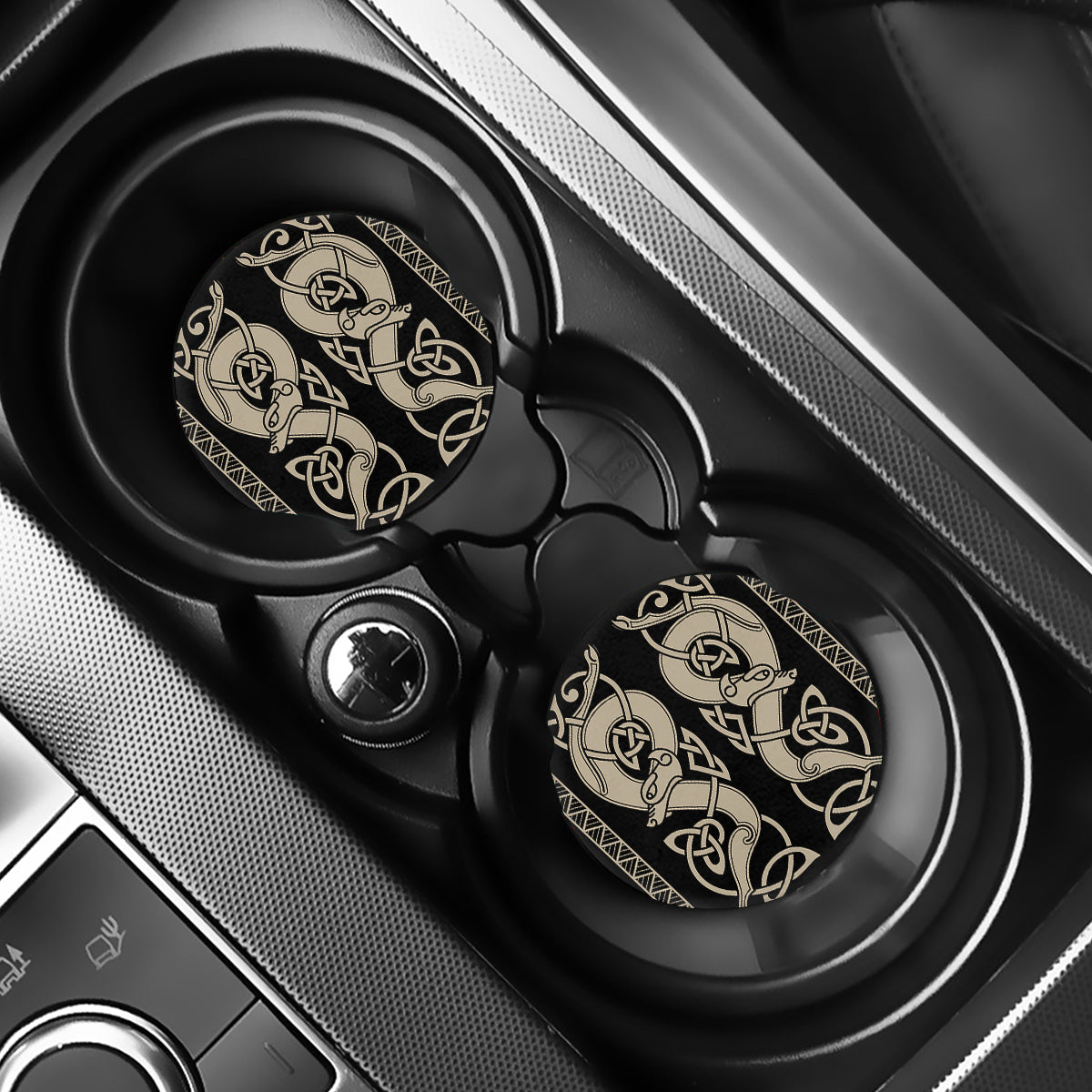 Viking Wolves Symbol Print Car Coasters