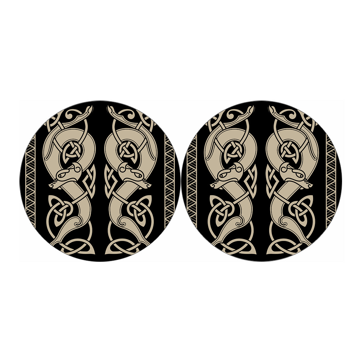 Viking Wolves Symbol Print Car Coasters