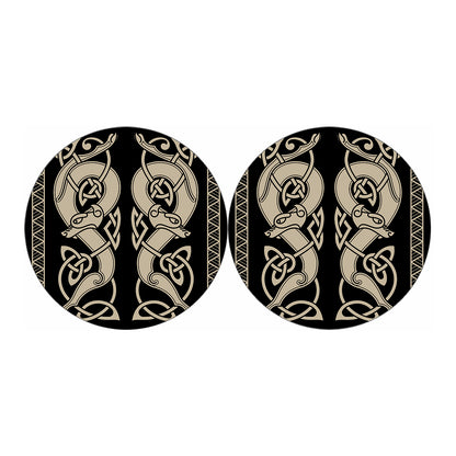 Viking Wolves Symbol Print Car Coasters