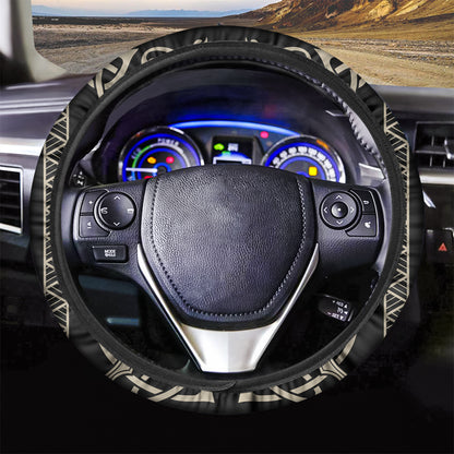 Viking Wolves Symbol Print Car Steering Wheel Cover