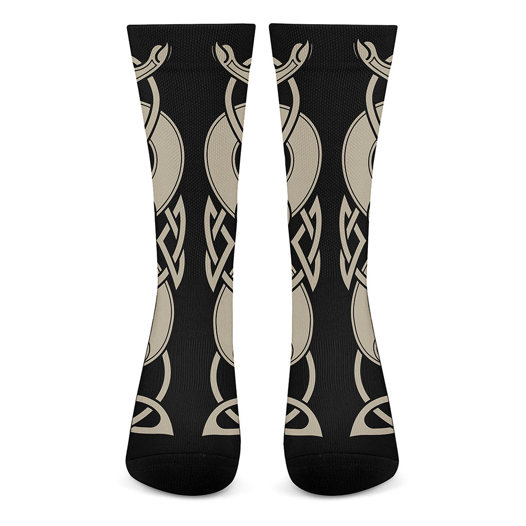 Viking Wolves Symbol Print Crew Socks