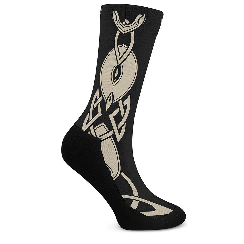 Viking Wolves Symbol Print Crew Socks