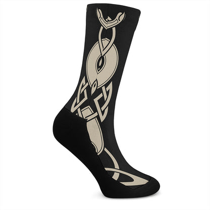Viking Wolves Symbol Print Crew Socks