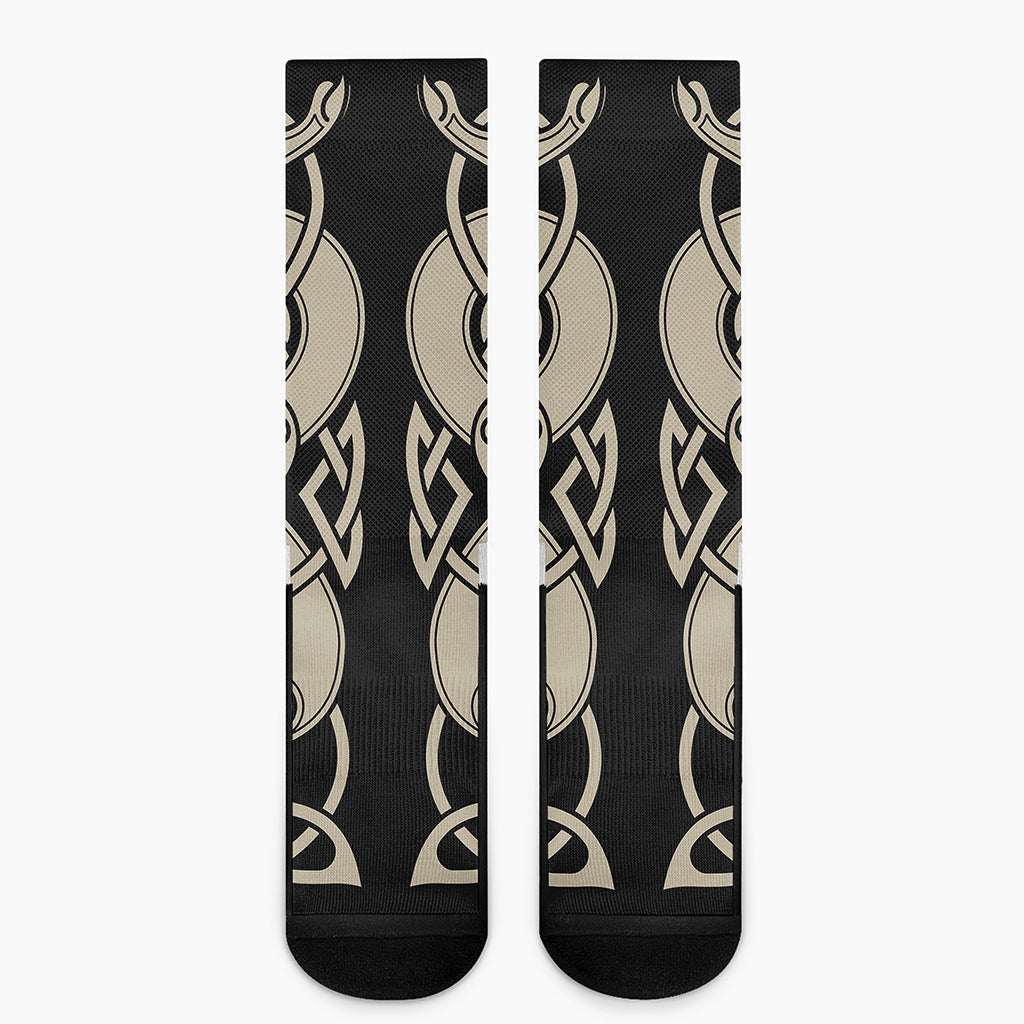 Viking Wolves Symbol Print Crew Socks