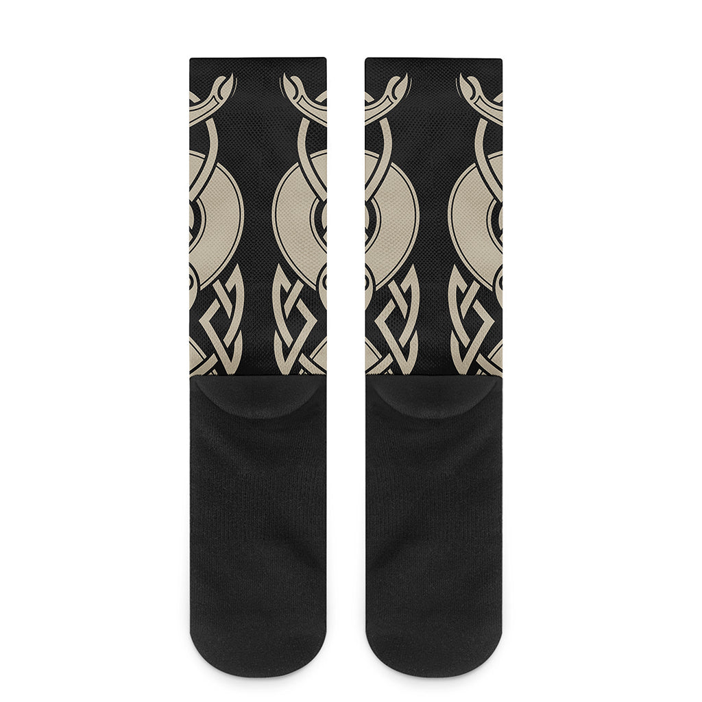Viking Wolves Symbol Print Crew Socks