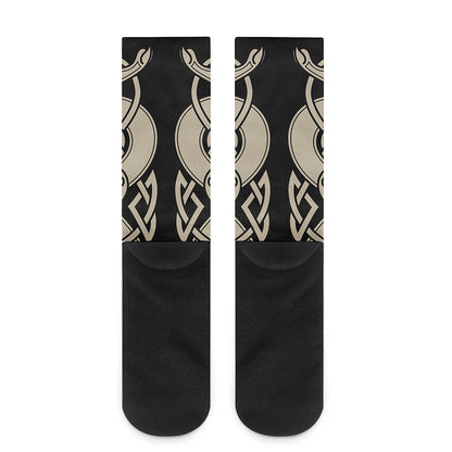 Viking Wolves Symbol Print Crew Socks