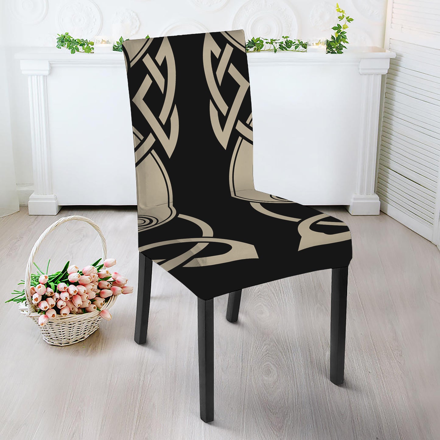 Viking Wolves Symbol Print Dining Chair Slipcover