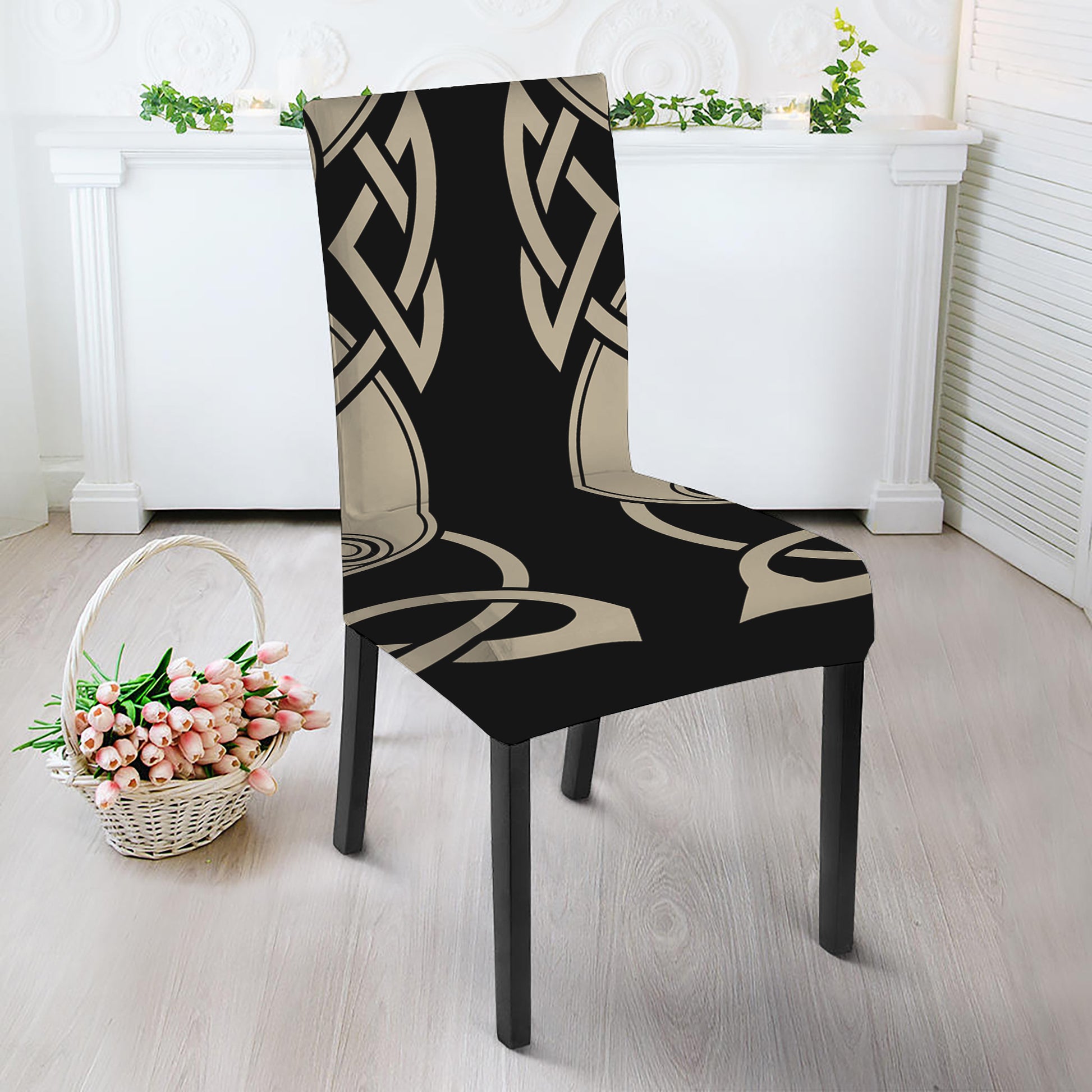 Viking Wolves Symbol Print Dining Chair Slipcover
