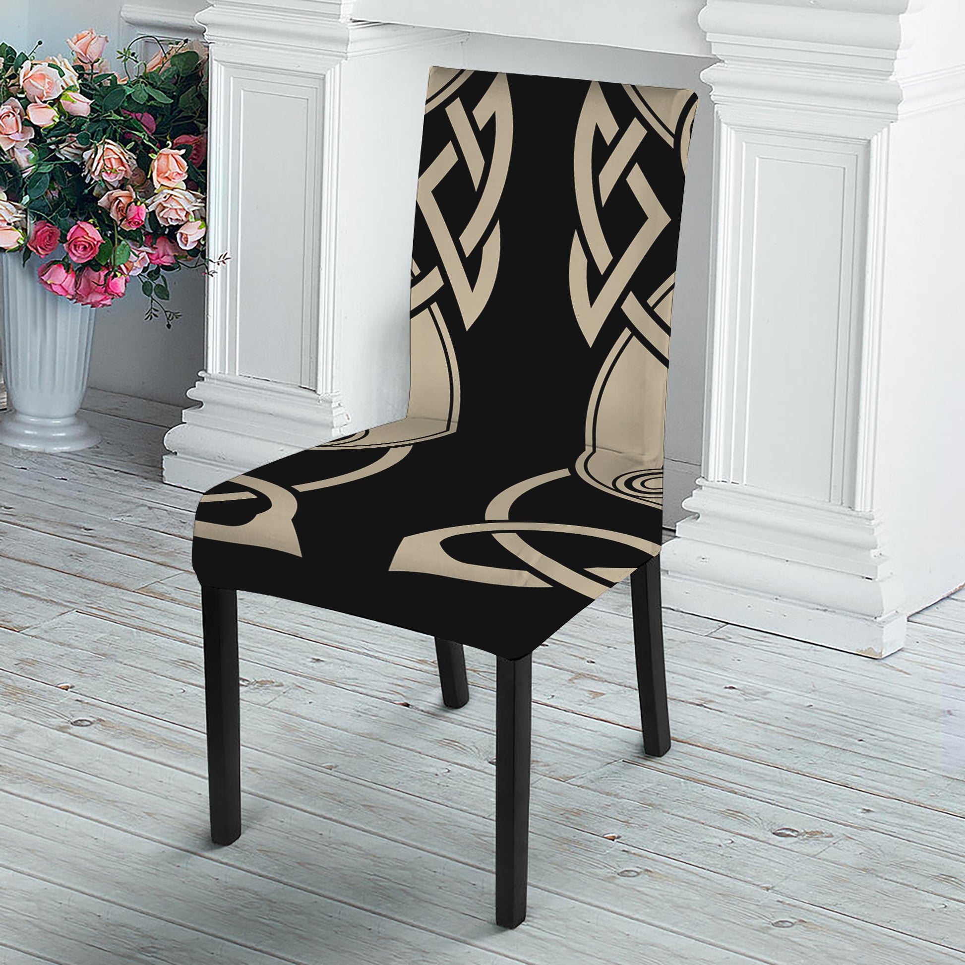 Viking Wolves Symbol Print Dining Chair Slipcover