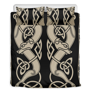 Viking Wolves Symbol Print Duvet Cover Bedding Set