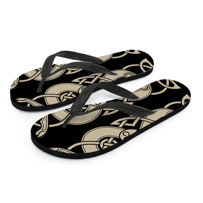 Viking Wolves Symbol Print Flip Flops